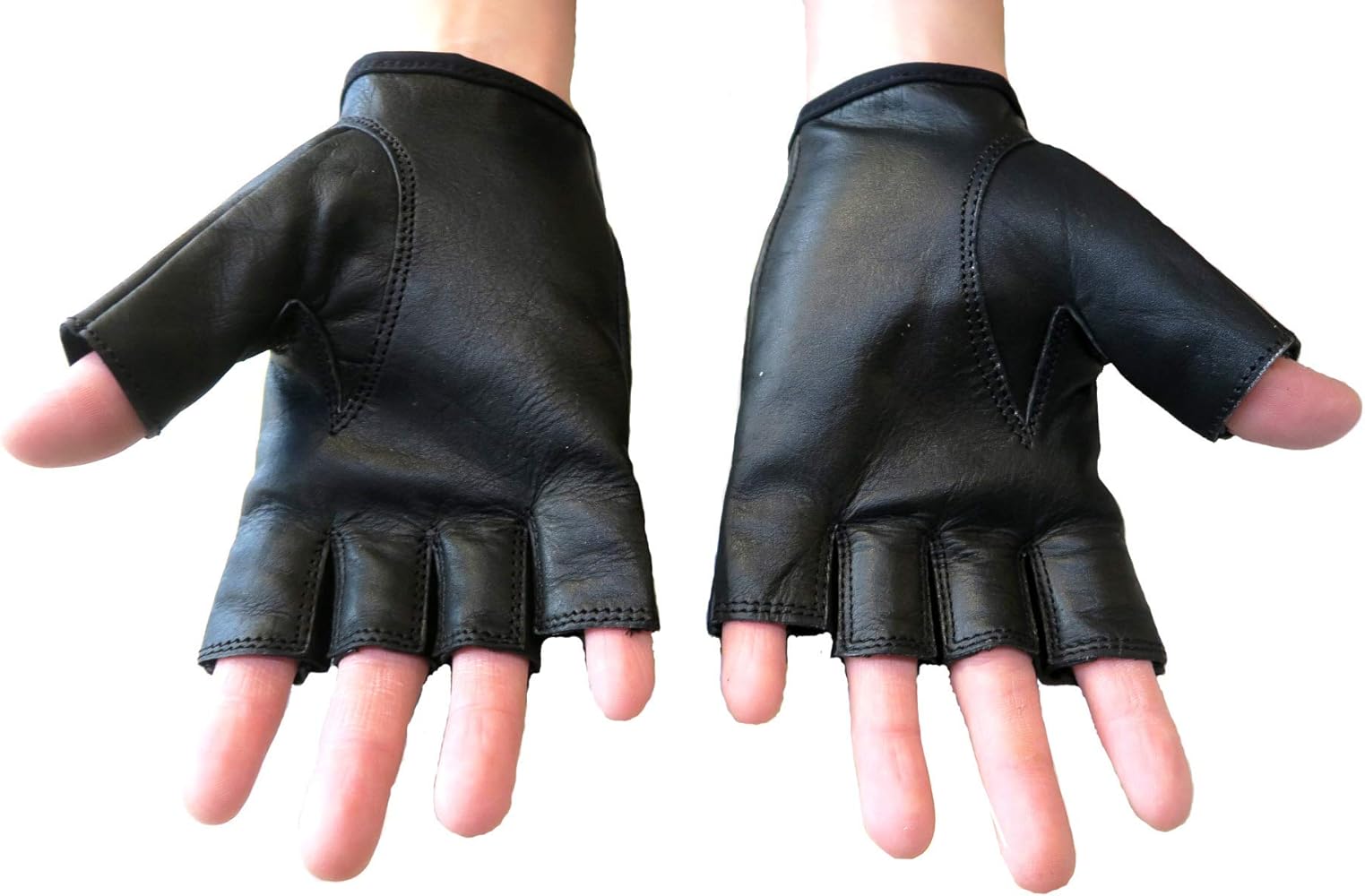 黒レザー 5本指グローブ Amazon | （ホーンワークス）HORN WORKS 指切り本革レザー